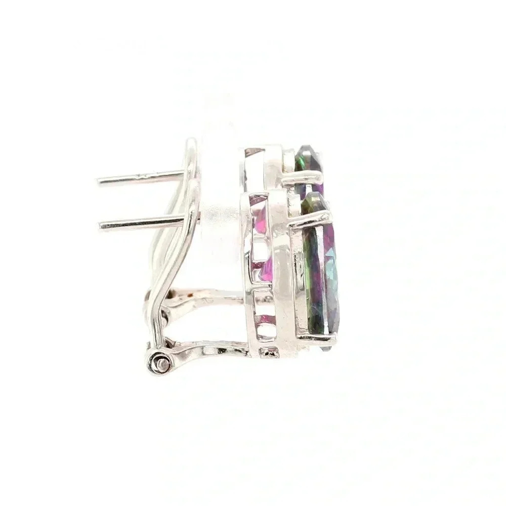 NWOT 10CT Northern Lights Quartz in Sterling Silver Earrings with Omega Backs - Picture 8 of 8